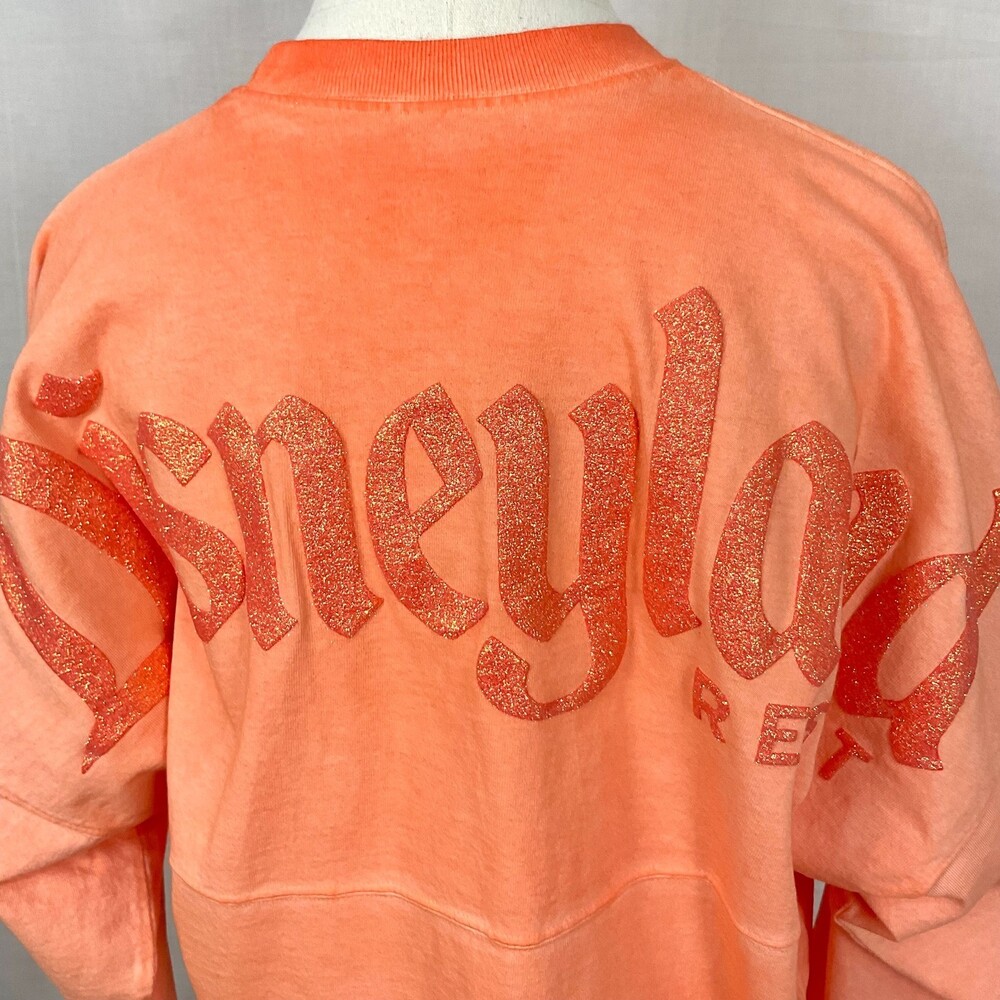 Disneyland Coral Spirit Jersey Shirt Top Ombre Glitter Ariel's Grotto Sz Small